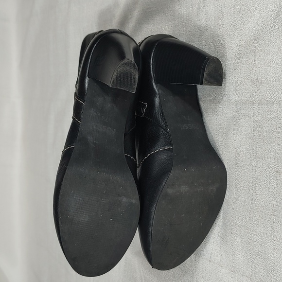 Fossil Leather Ankle Slouchy Boots Fold Heeled Booties Side Zip Womens Size 7.5 - Picture 5 of 11